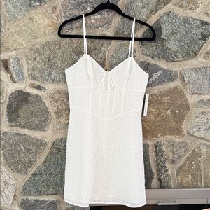 Reformation Ivory Textured Spaghetti Strap Dress